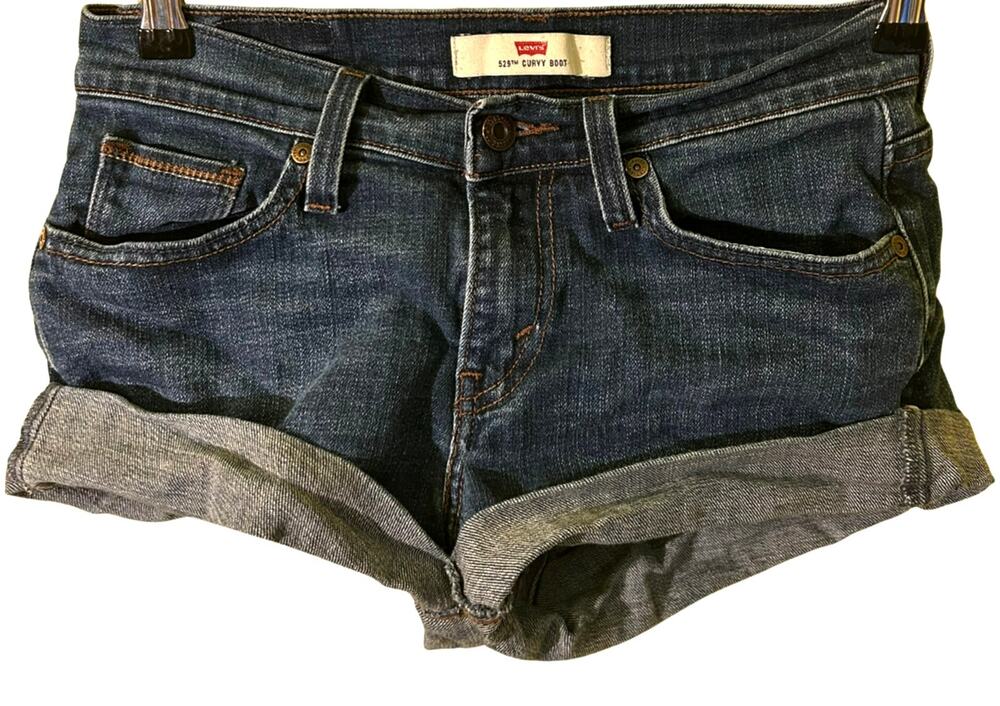 Levi's 529 Curvy Cut Off Denim Shorts Women's Size 4 Dark Wash Indigo